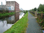 Industry on left, a park on the right