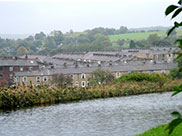 Row upon row of old stone terraced houses in Burnley