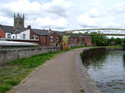 A pipe bridge crosses the canal between locks 1 and 2