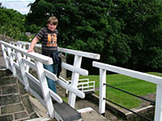 Thomas at the top of the Bingley Five Rise