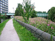 A bridge over the canal and a bridge over the River Aire