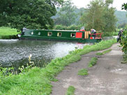 A narrowboat turns around