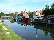 Boats moored at Maghull Hall swing bridge