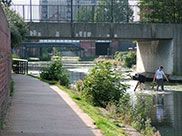 Unnamed bridge (no number) and kids on raft