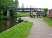 A foot bridge and a pipe bridge