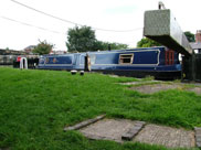 A narrow boat in Lathom locks