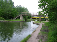 Springfield foot bridge, Leigh, with the A579 Atherleigh Way behind