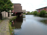 Looking back at Eanam Wharf, note gates